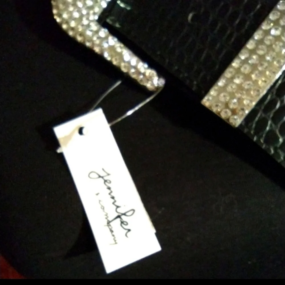 Jennifer & Company Crystal Embellished Faux Croc Belt NWT